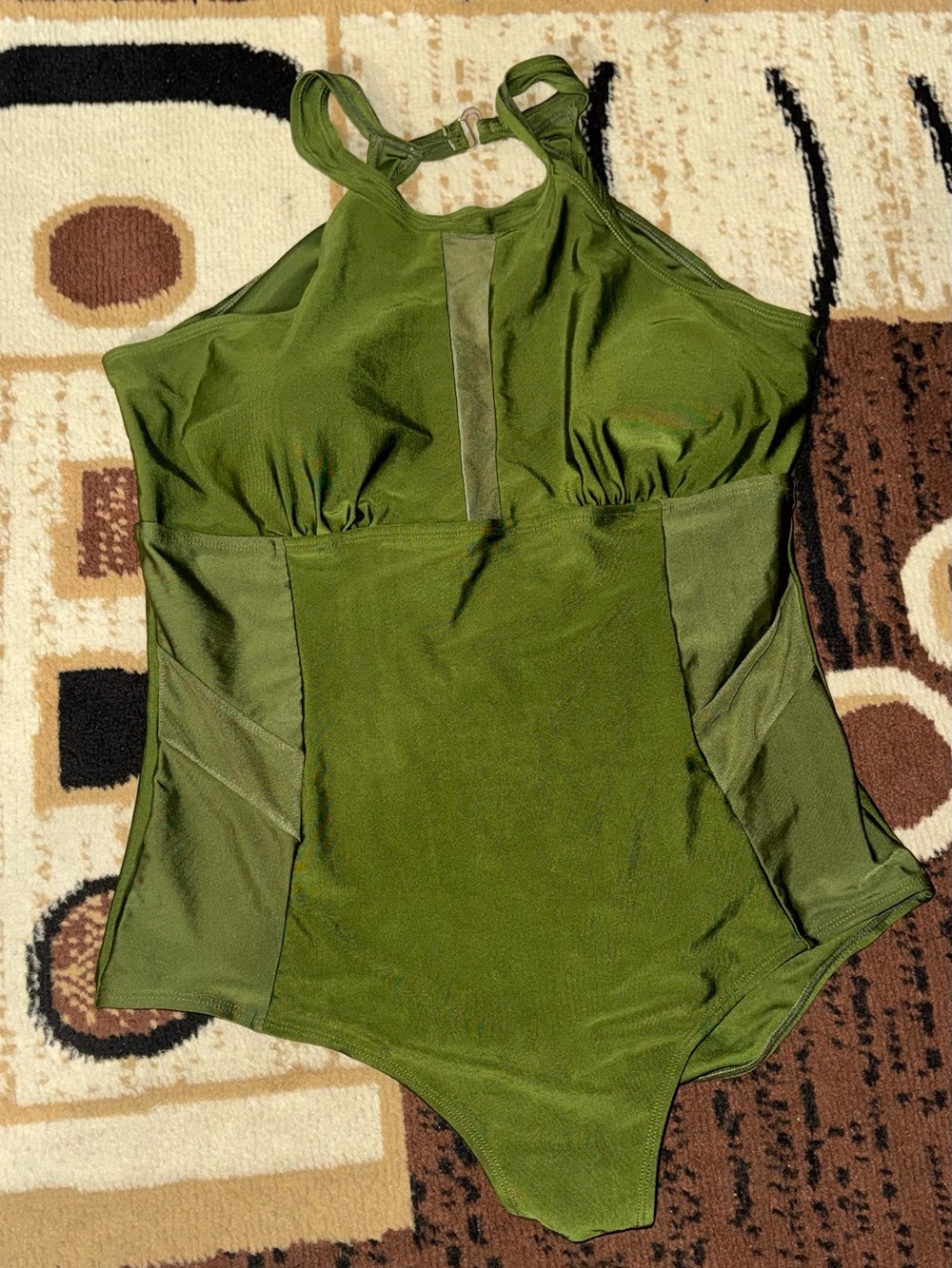 SHEIN Olive Halter One-Piece Swimsuit
